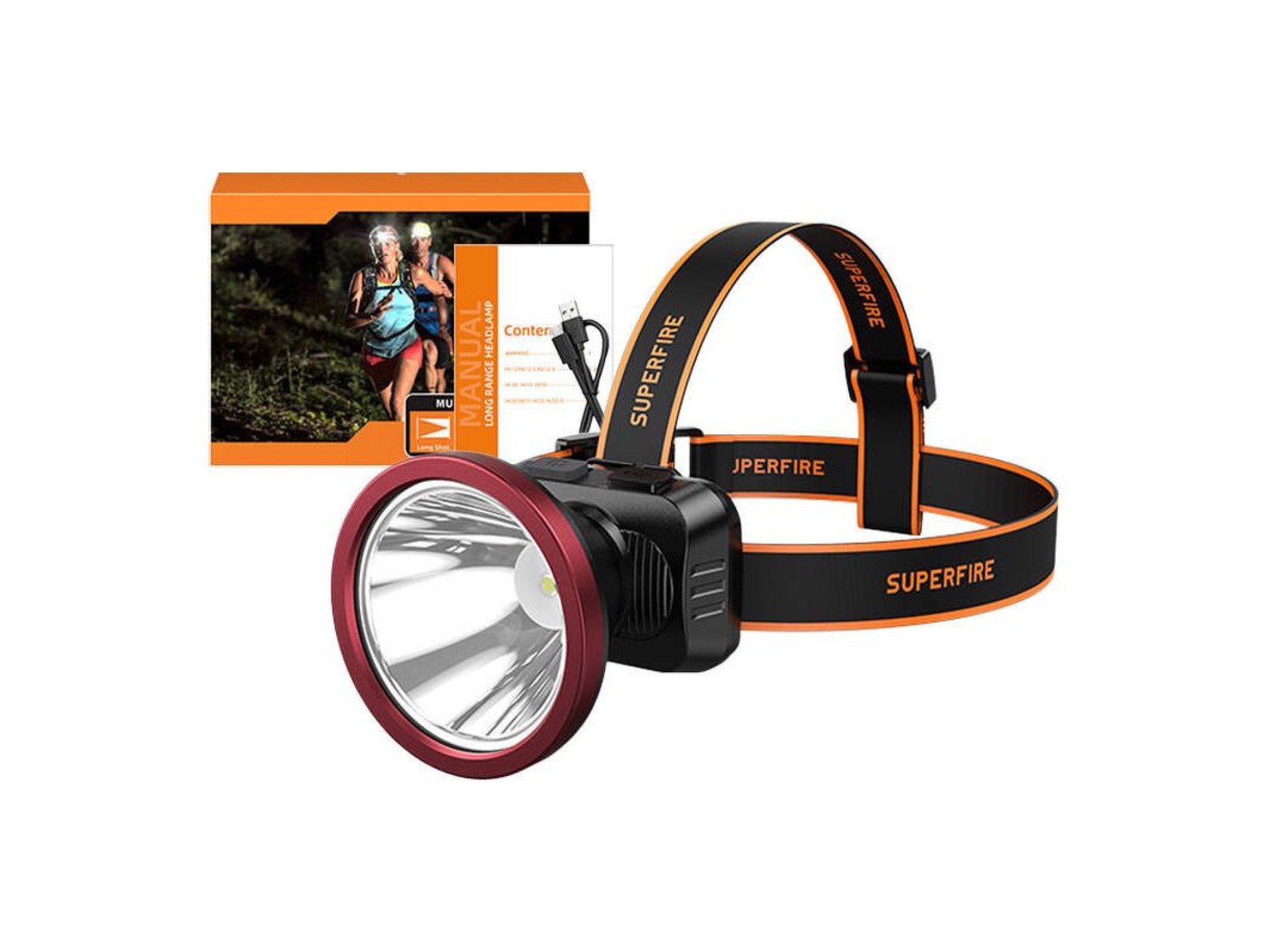 Linterna frontal Superfire HL52 – 200 lm, USB, 350 m, 3 modos