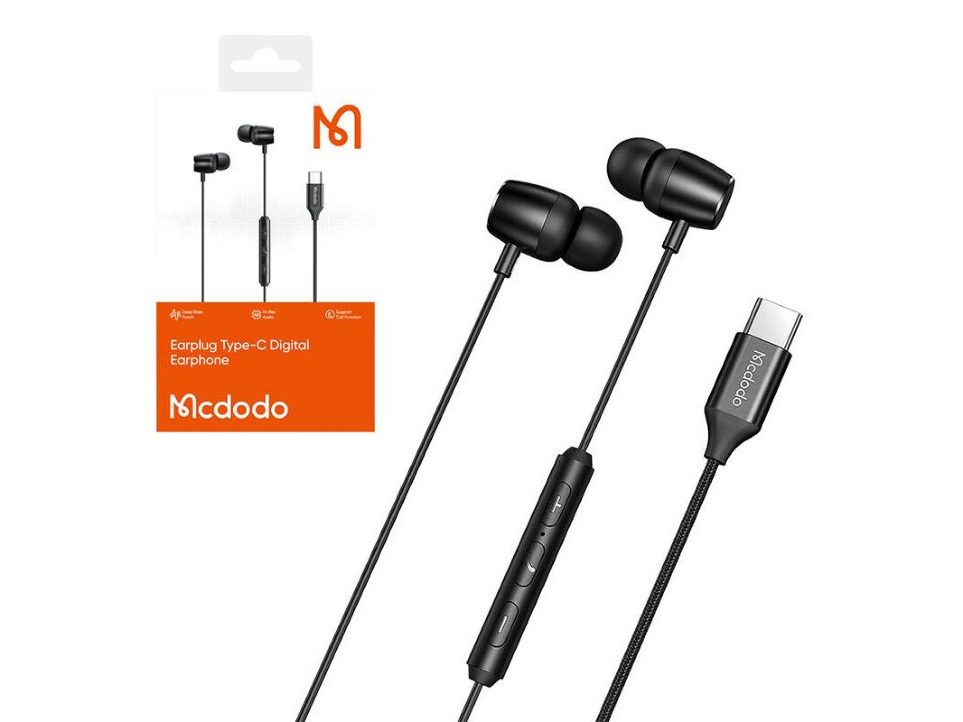 Auriculares internos con cable Mcdodo HP-1050, USB-C (negros)