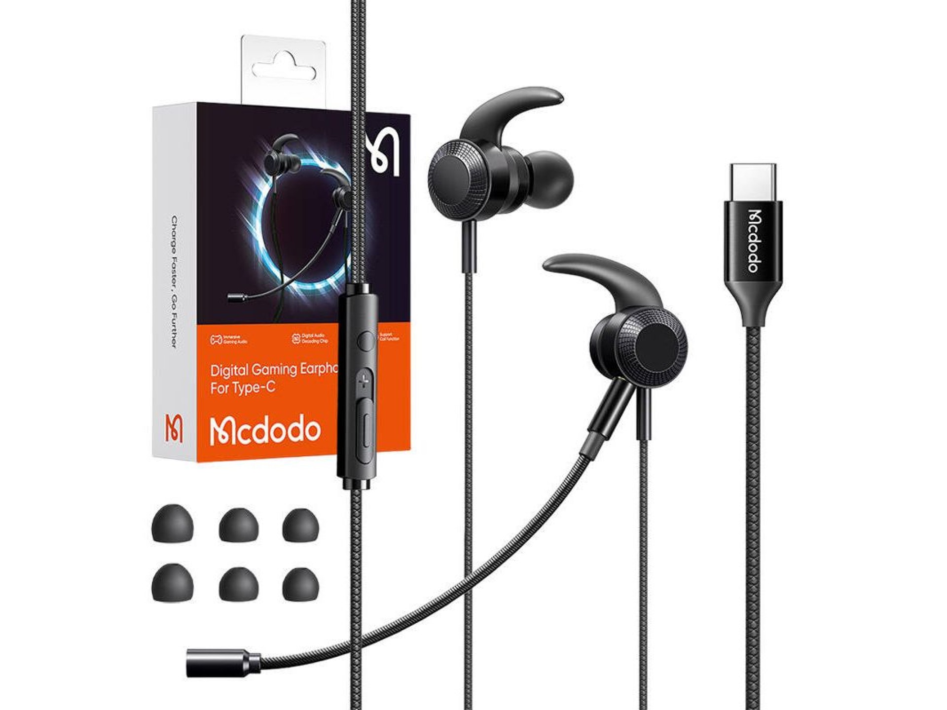 Auriculares para juegos Mcdodo HP-1340 con micrófono, USB-C (negro)