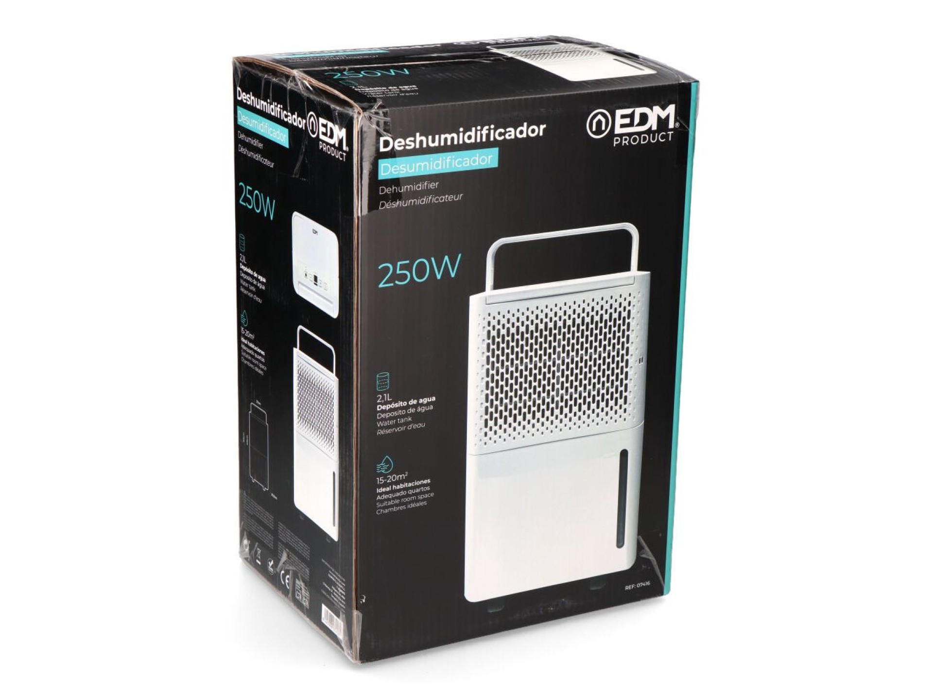 Dehumidifier 250w 12l/day 2.1l tank edm