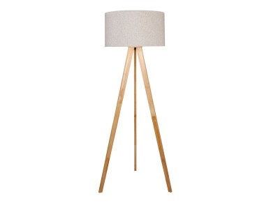 Candeeiro de p� e27 madeira,ferro e tecido edm