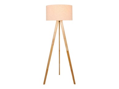 E27 wood,iron and fabric edm floor lamp