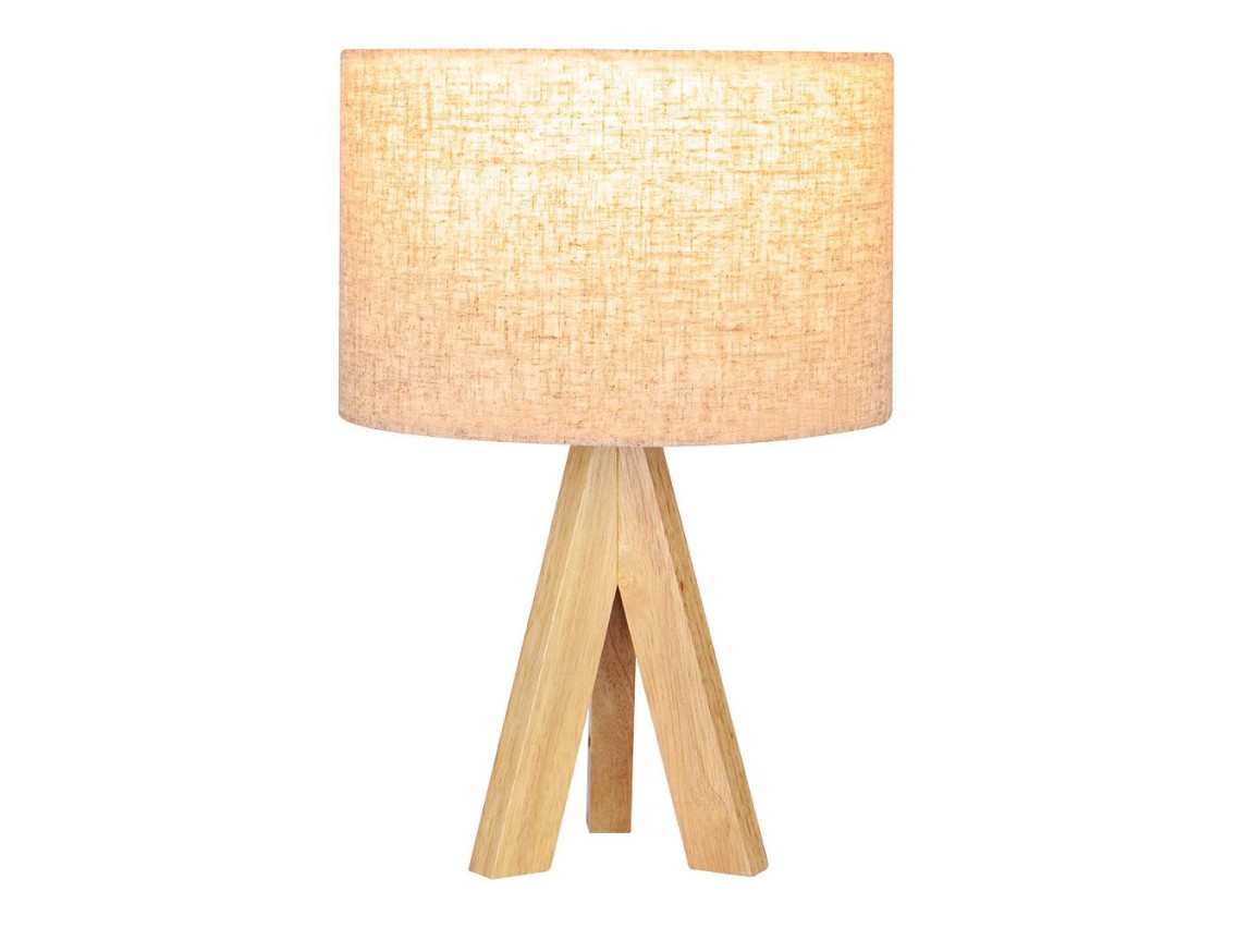 Candeeiro de mesa e27 madeira e tecido edm