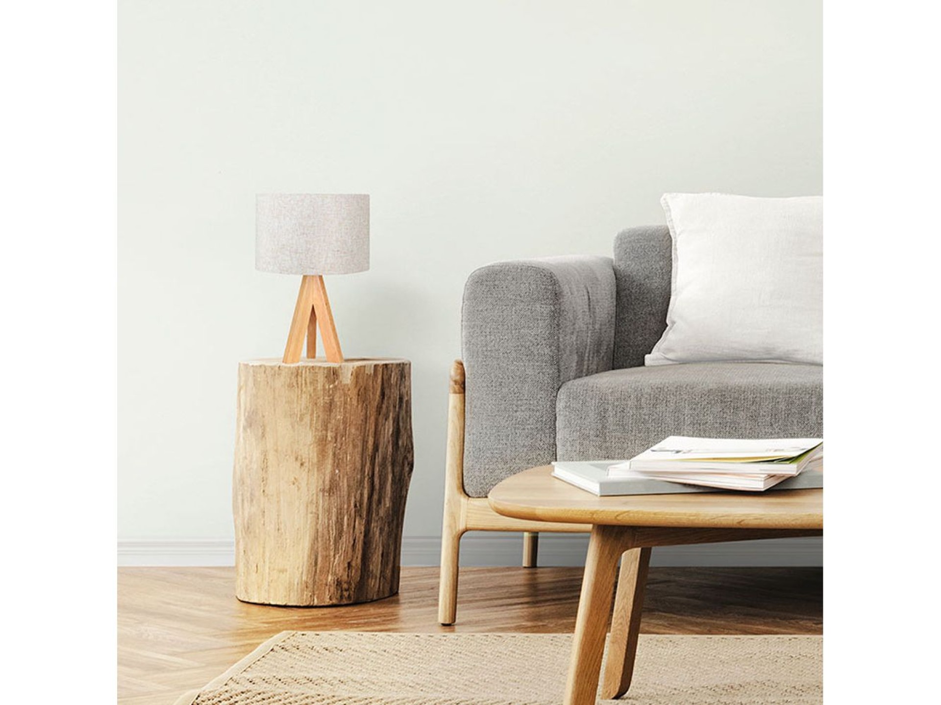 Candeeiro de mesa e27 madeira e tecido edm