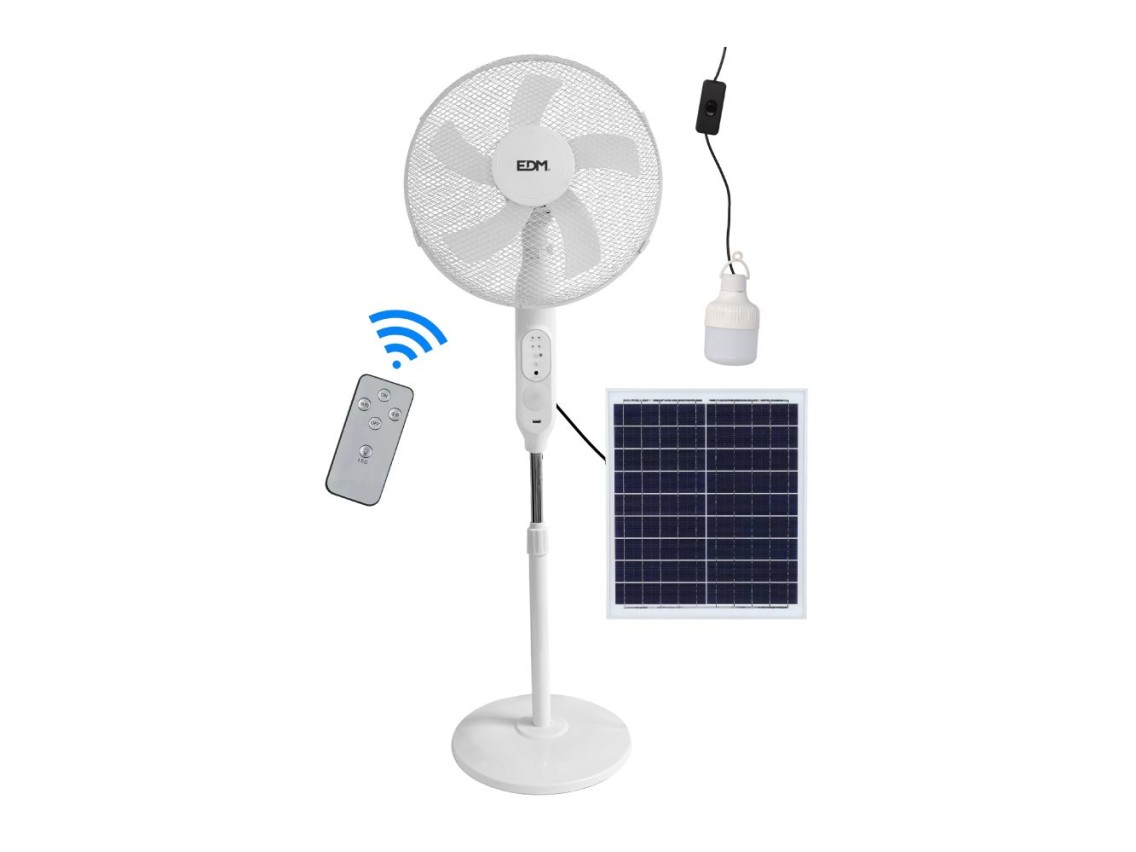 Solar stand fan, white, power 25 w, ø40 cm blades