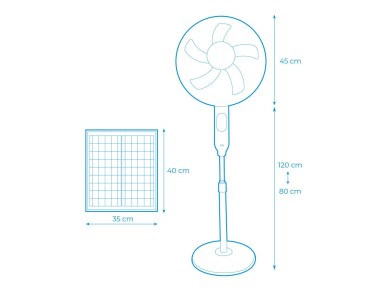 Ventilador de pie solar, blanco potencia 25 w, aspas �40 cm
