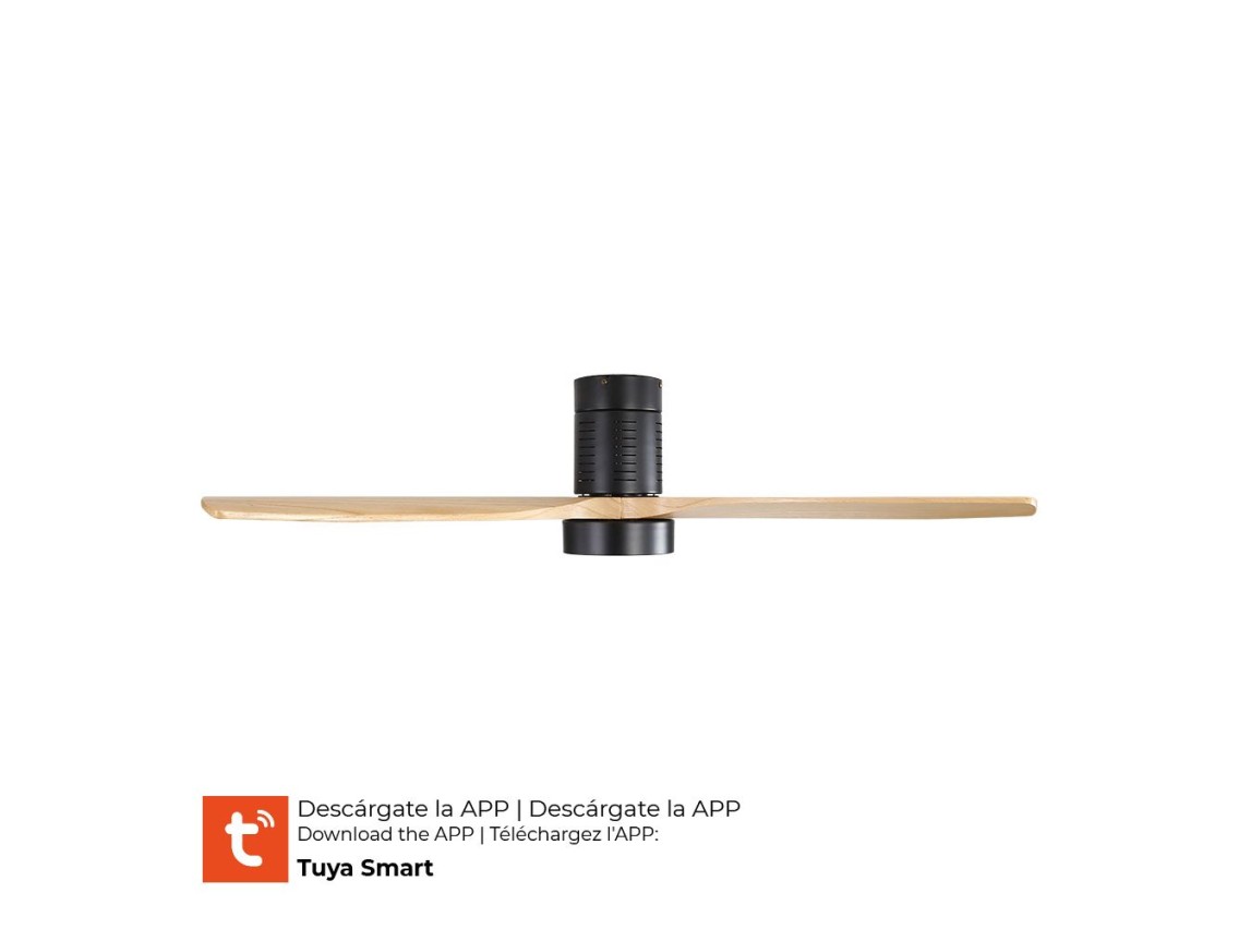Ventoinha de teto inteligente com p�s de madeira luz led 3000/4000/6000k, 3cct, kara pot�ncia 30w ed