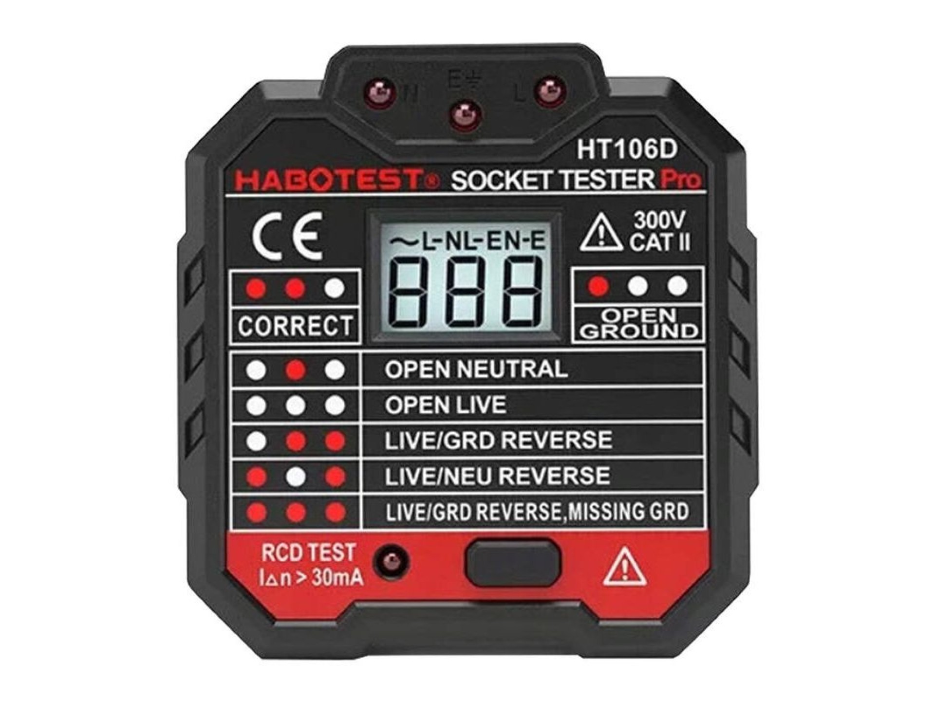 Comprobador de enchufes con pantalla digital Habotest HT106D
