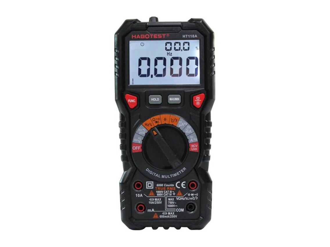 Mult�metro digital com lanterna Habotest HT118A, True RMS, NCV