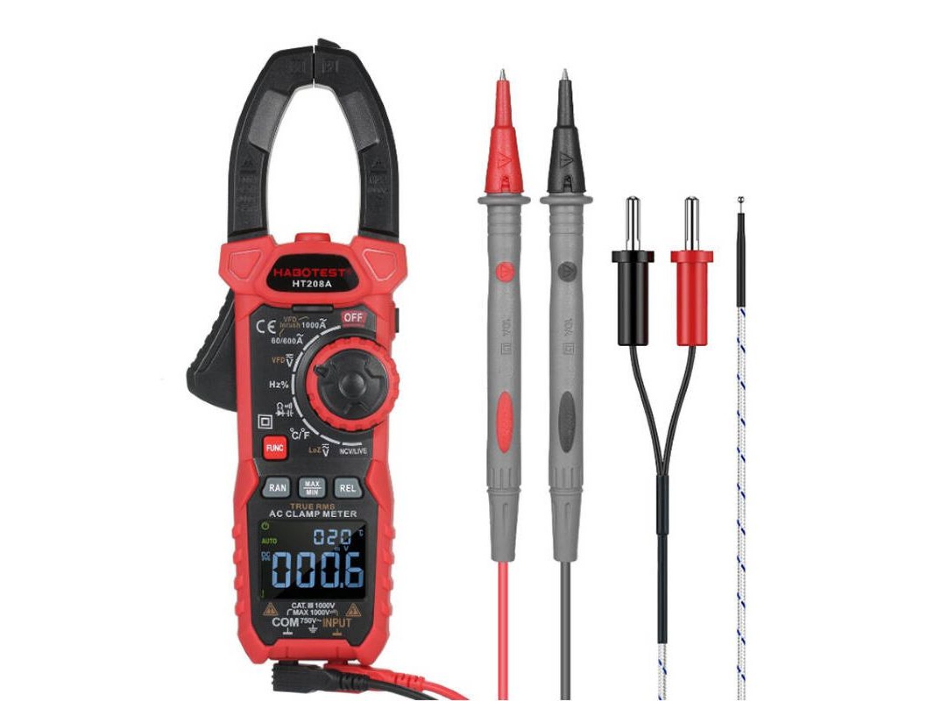 Alicate Amperímetro Digital Habotest HT208A True RMS