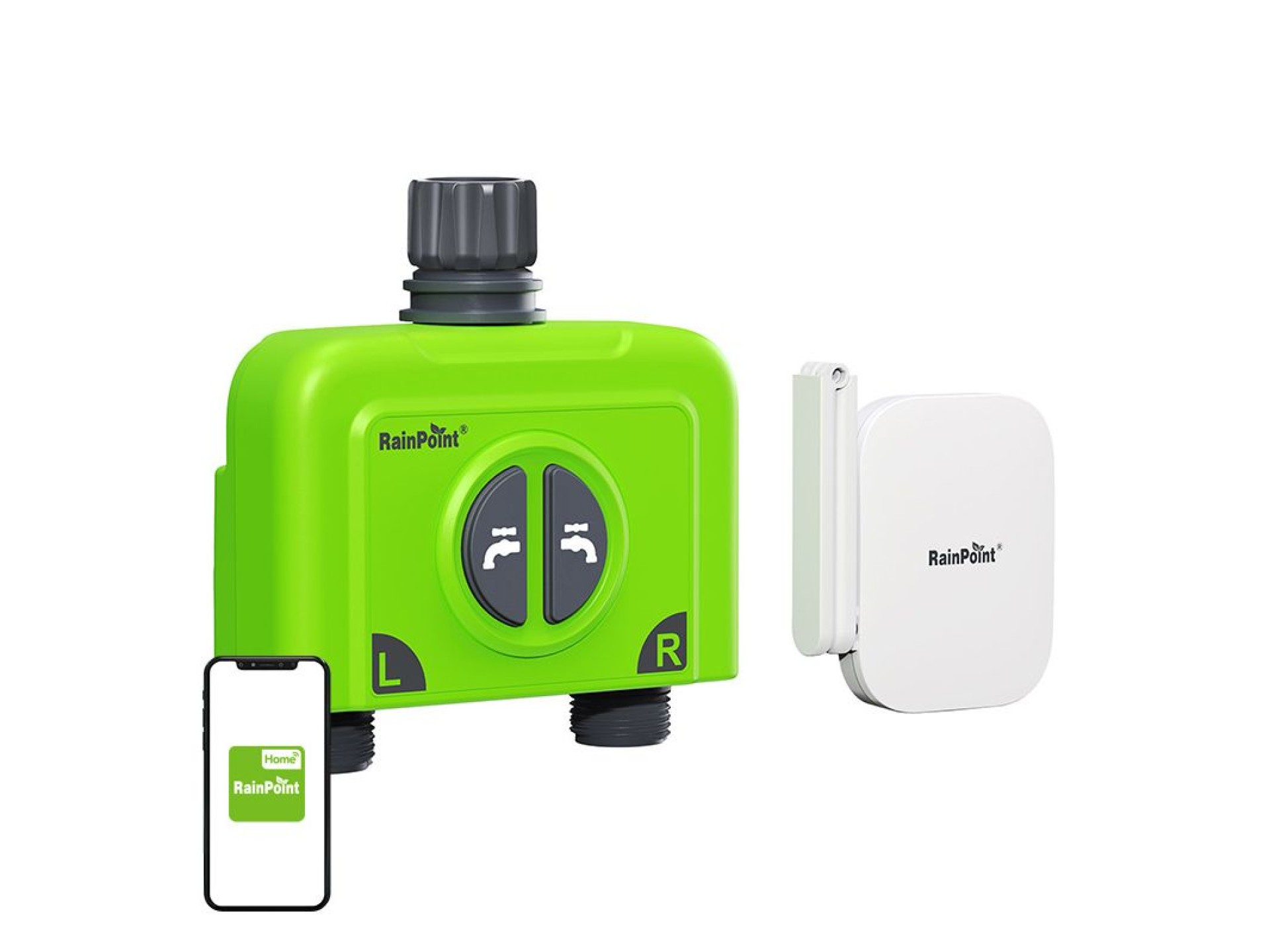 Controlador de riego RainPoint WiFi de 2 zonas con puerta de enlace