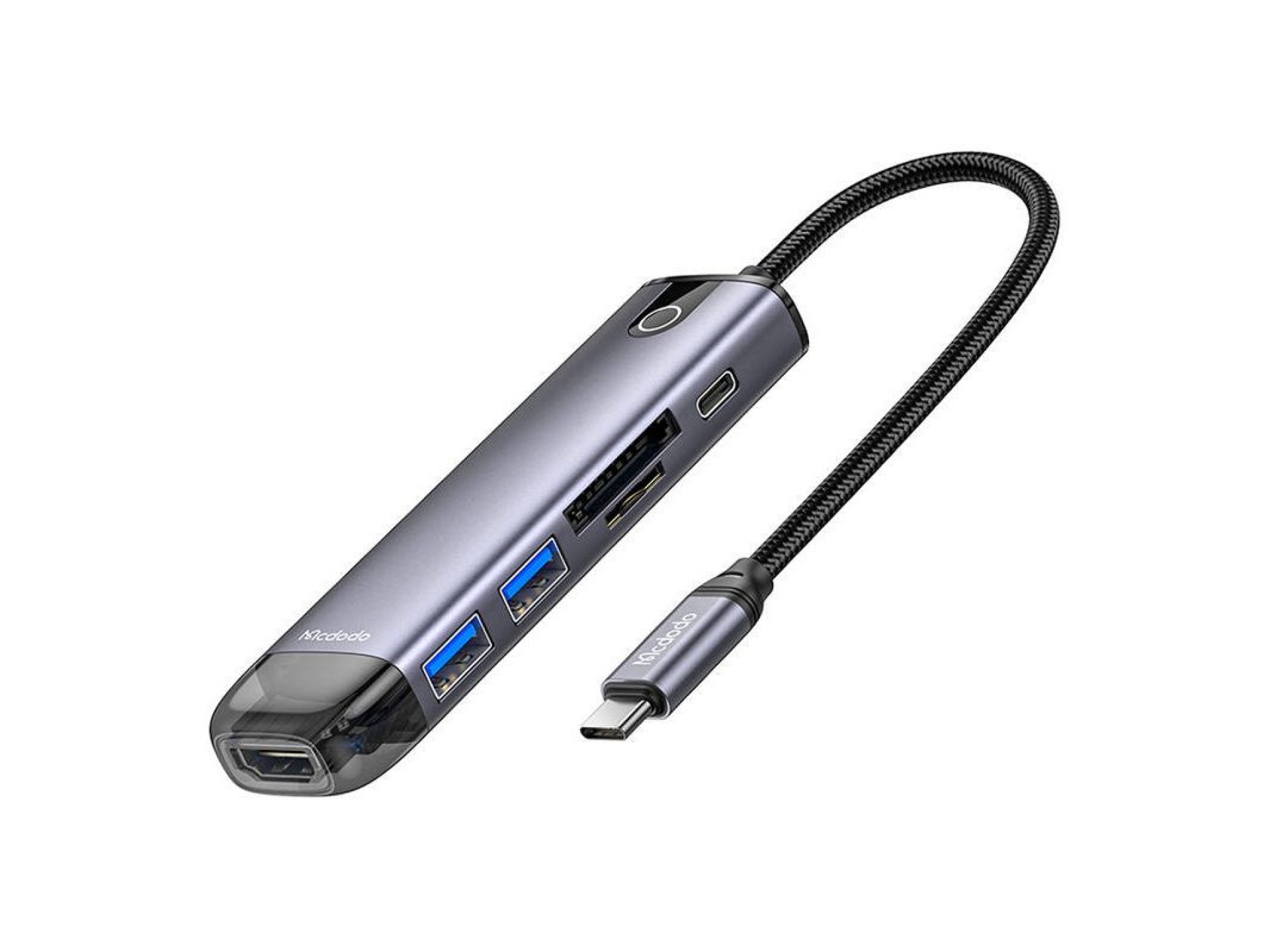 Concentrador USB-C 6 en 1 Mcdodo HU-7420 (USB-C, USB 3.0*2, SD, TF, HDMI)