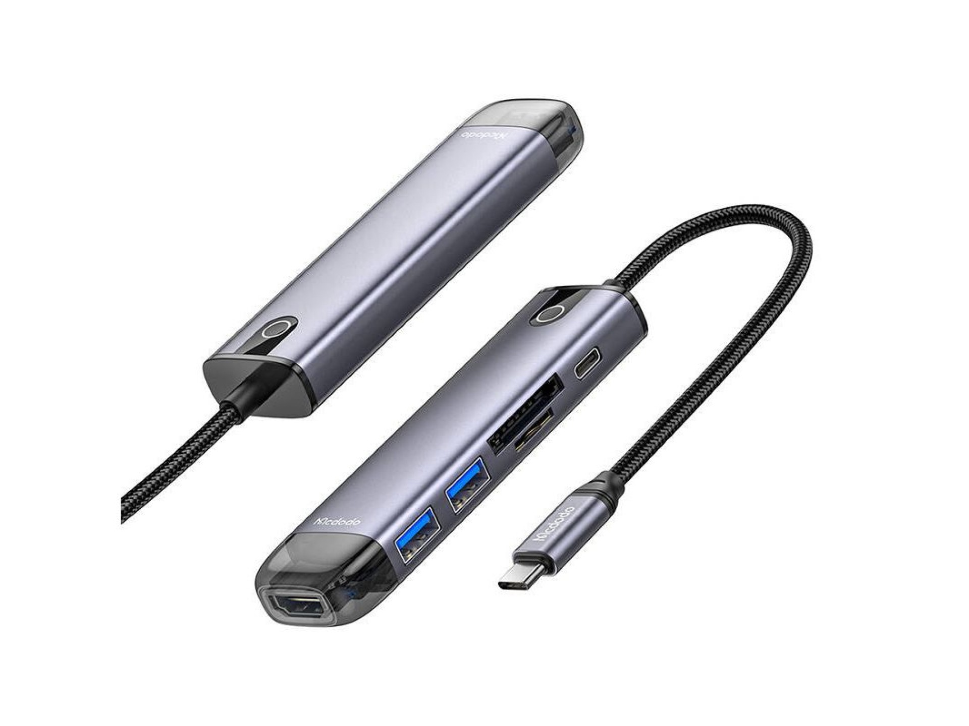 Concentrador USB-C 6 en 1 Mcdodo HU-7420 (USB-C, USB 3.0*2, SD, TF, HDMI)