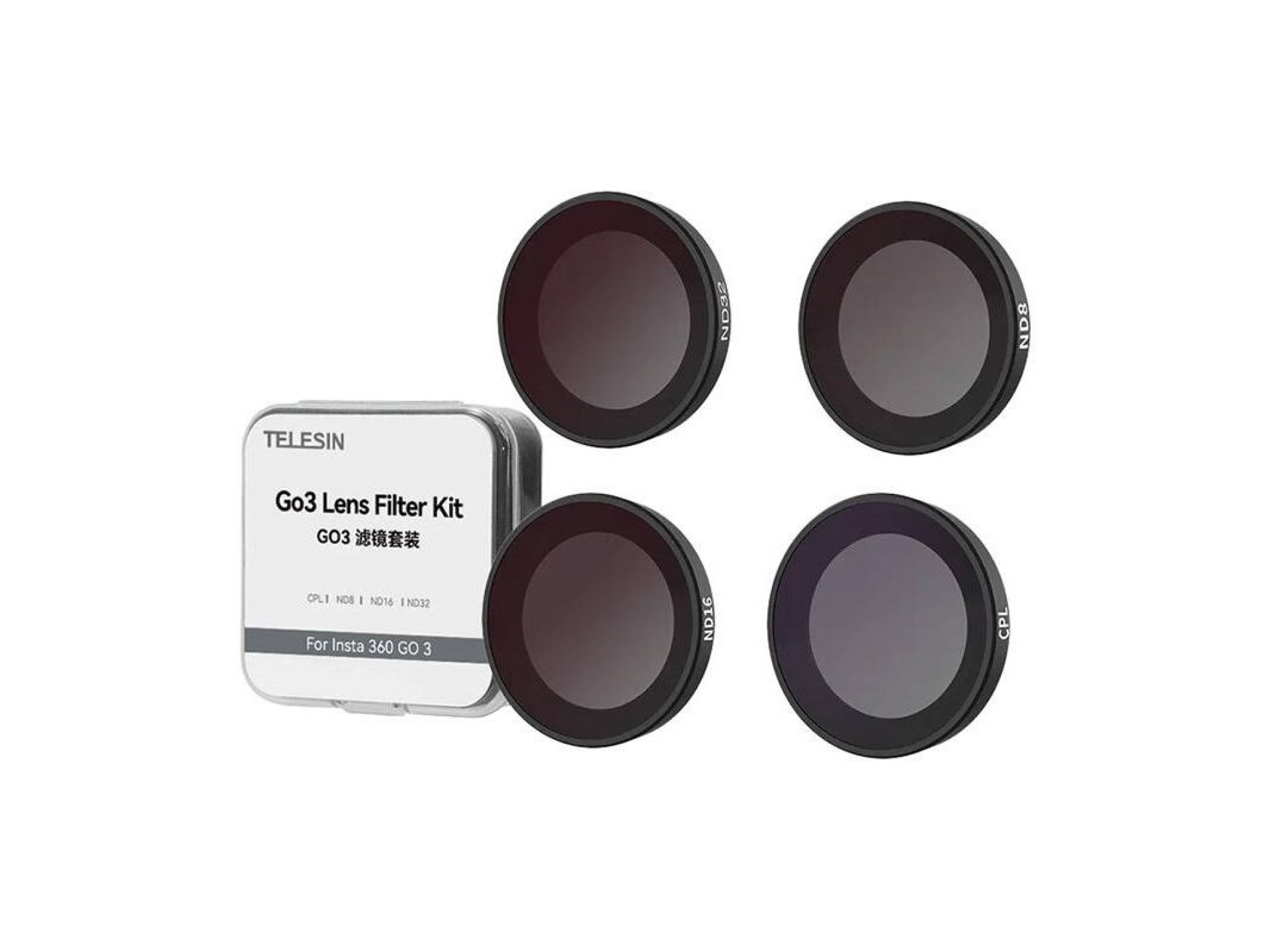Juego de 4 filtros Telesin CPL/ND8/ND16/ND32 para cámara Insta360 GO 2/3