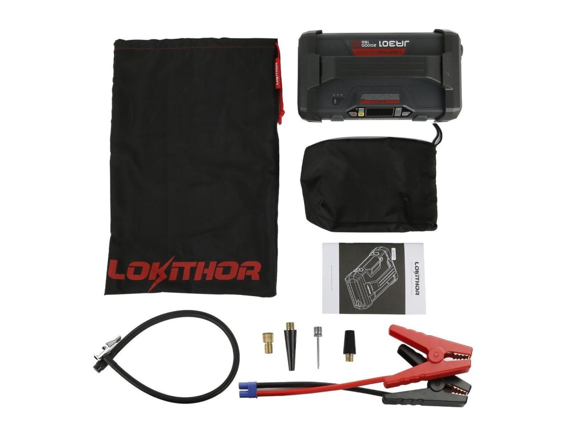 Lokithor JA301 Jump Starter / Booster 2000A + Powerbank 20000mAh + Compressor + Lanterna - Dispositi