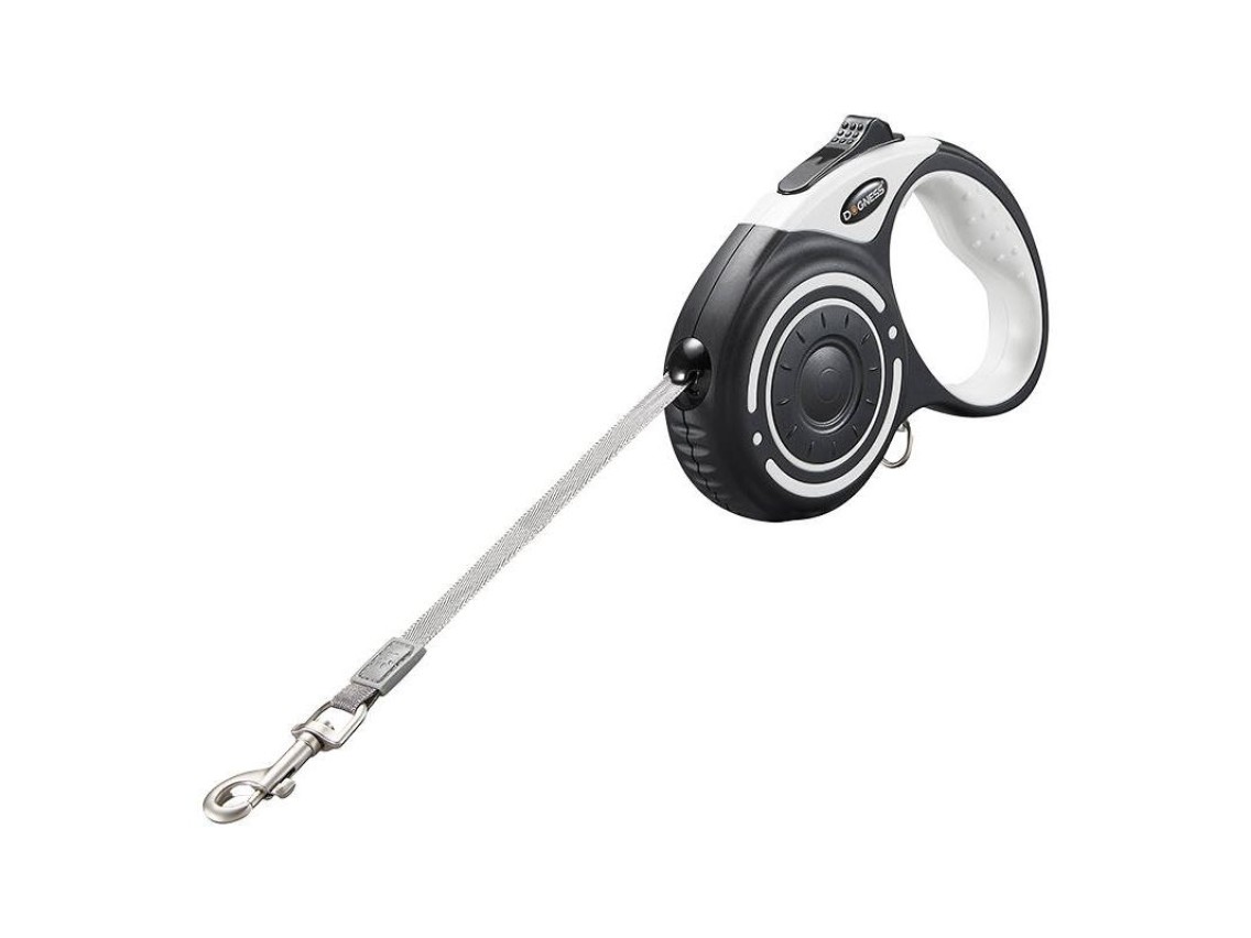 Guia autom�tica 5m com lanterna e porta-bolsas e bolsas Dogness (cinza)