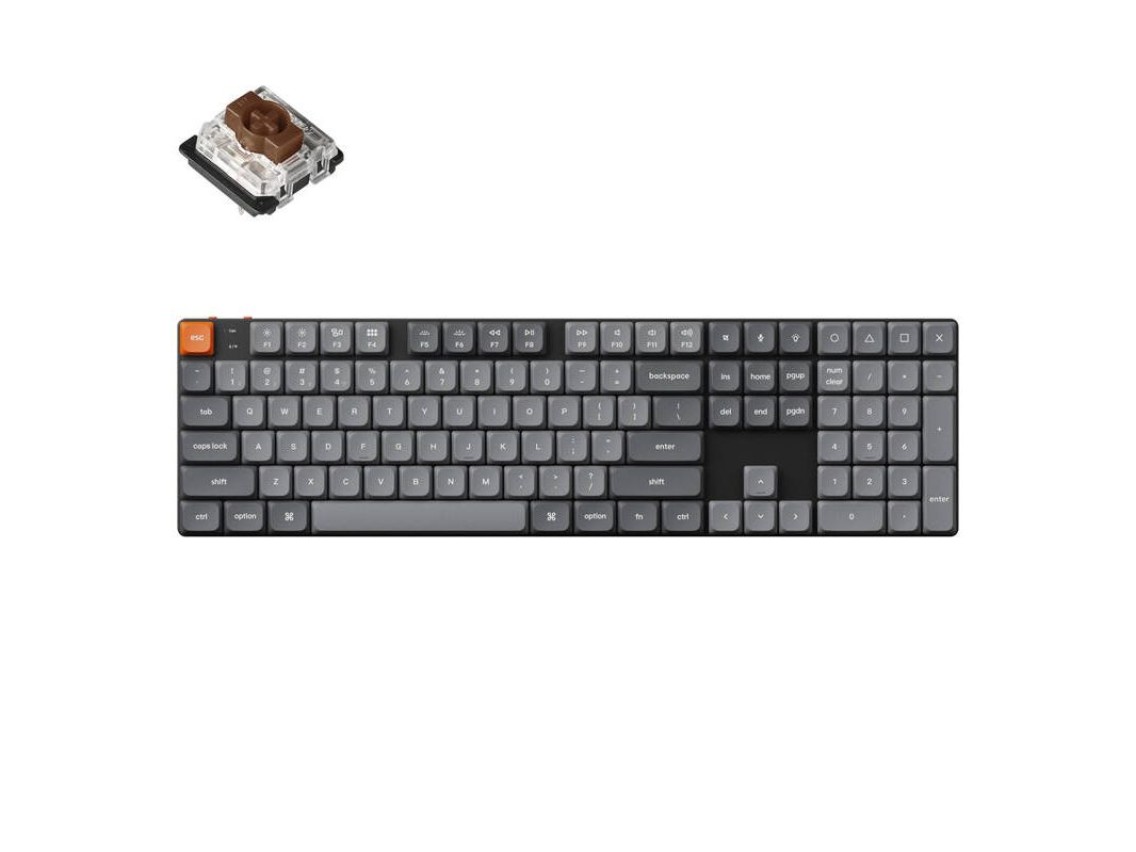 Teclado mec�nico inal�mbrico Keychron K5 Max LED, perfil bajo, interruptor marr�n (negro) [K5M-A3].