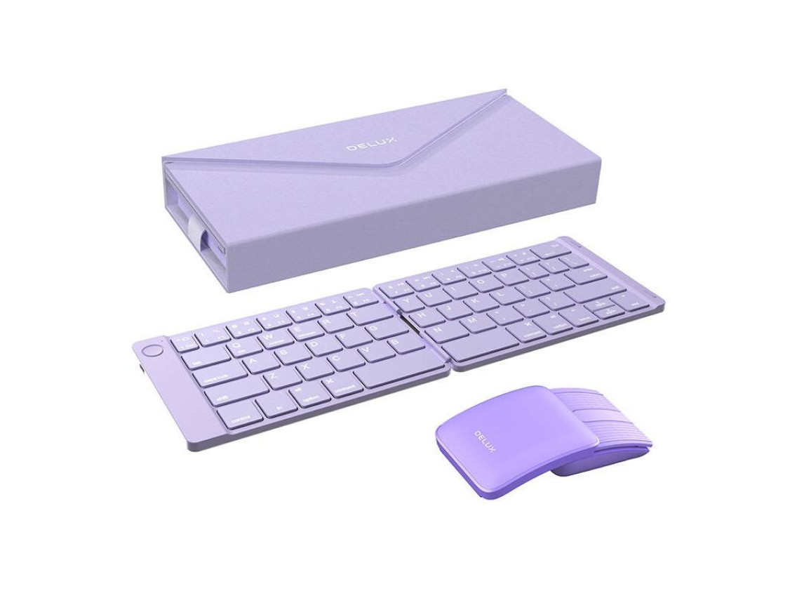 Conjunto Teclado sem fio dobrável Delux KF10 e mouse MF10PRO