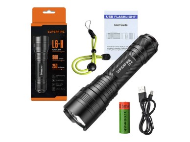 Linterna Superfire L6-H � 750 lm, 15 W, USB-C, 5 modos