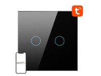 Smart Light Switch ZigBee Avatto LZTS02-EU-B2 2 Way No Neutral TUYA (black)