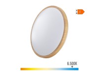 Candeeiro de superf�cie circular led efeito madeira 18 w 1820 lm 6500 k �33 x 5,5 cm