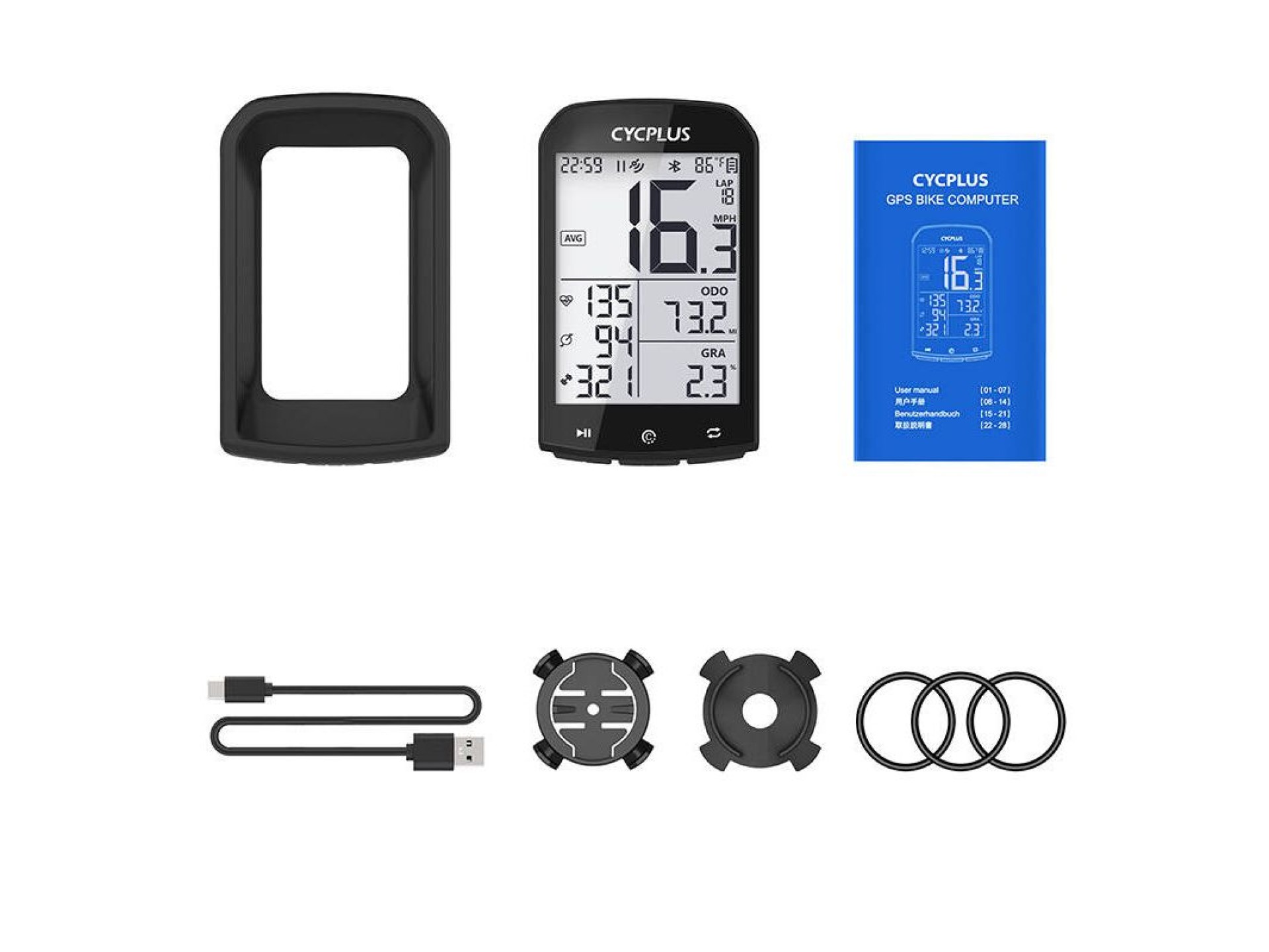 Computador de bicicleta GPS Cycplus M1 - compatível com Strava, Trainingpeaks etc.