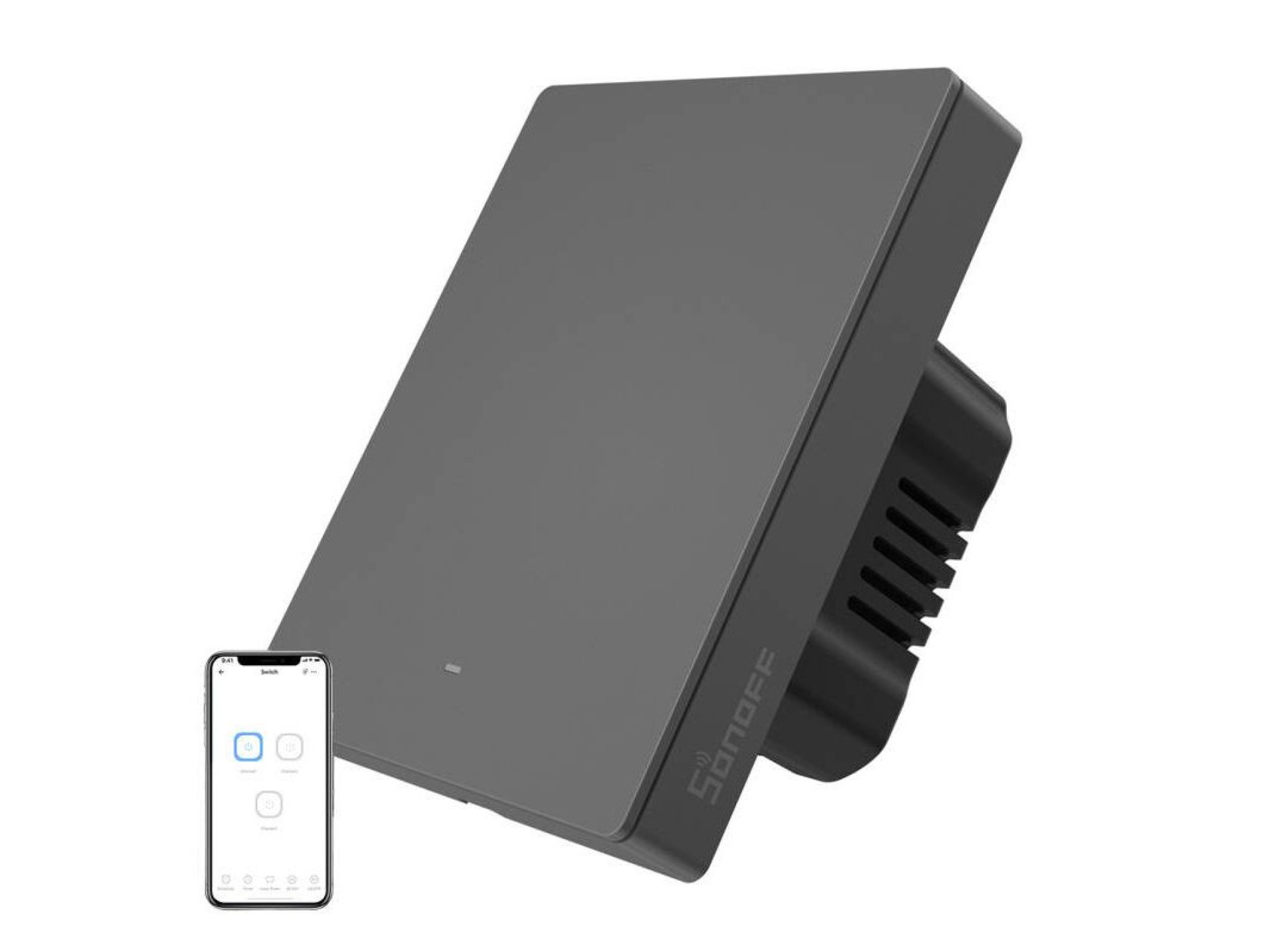 Interruptor de pared inteligente WiFi SONOFF M5-1C-80 (1 canal, para marco, grafito)