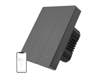 Interruptor de pared inteligente WiFi SONOFF M5-3C-80 (3 canales, para marco, grafito)