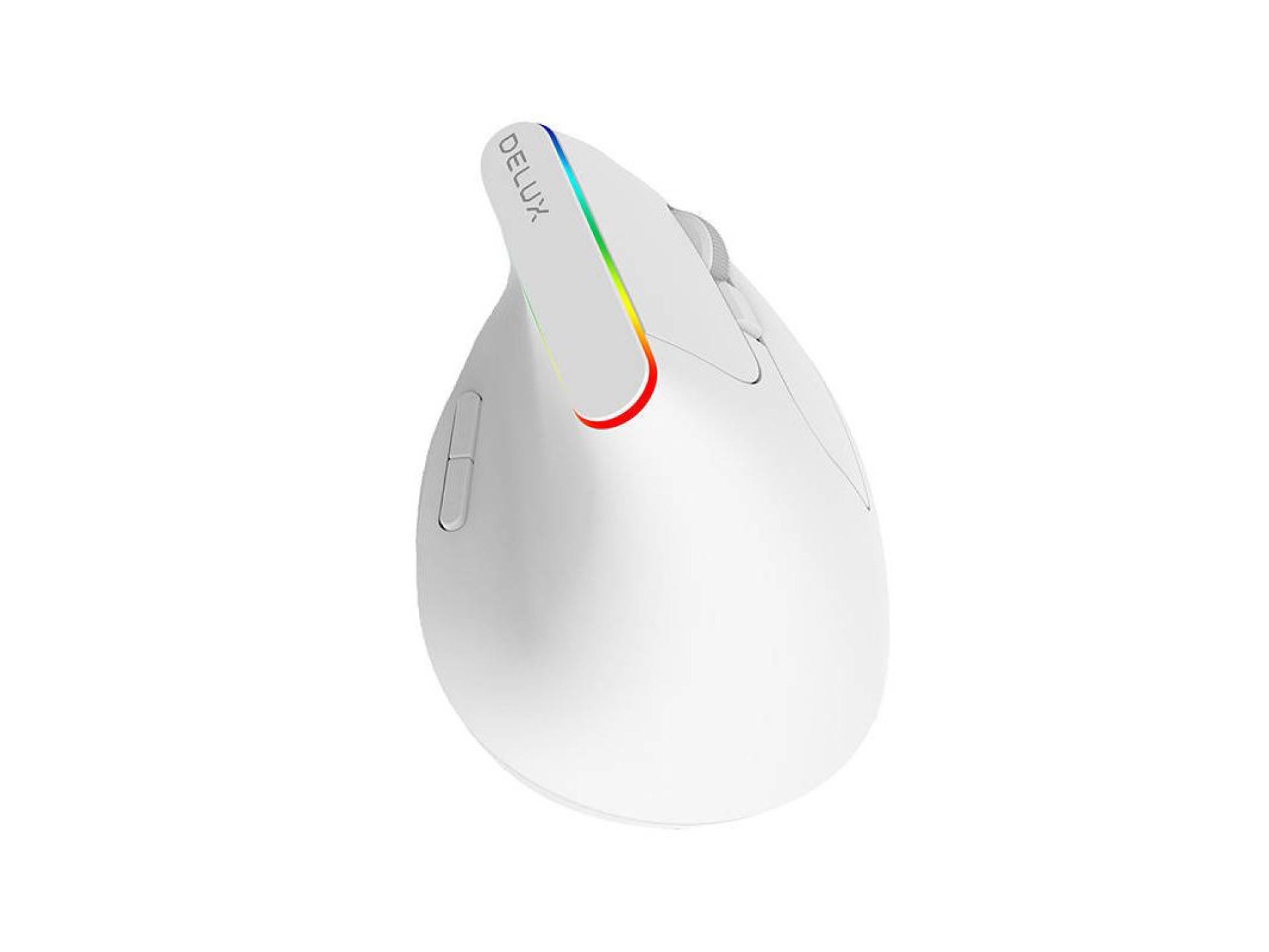 Ratón vertical inalámbrico Delux M618C 2.4G 1600DPI RGB (blanco)