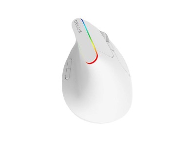 Wireless Vertical Mouse Delux M618C 2.4G 1600DPI RGB (white)