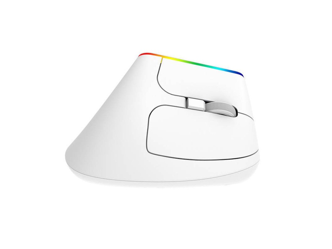Mouse vertical sem fio Delux M618C 2.4G 1600DPI RGB (branco)
