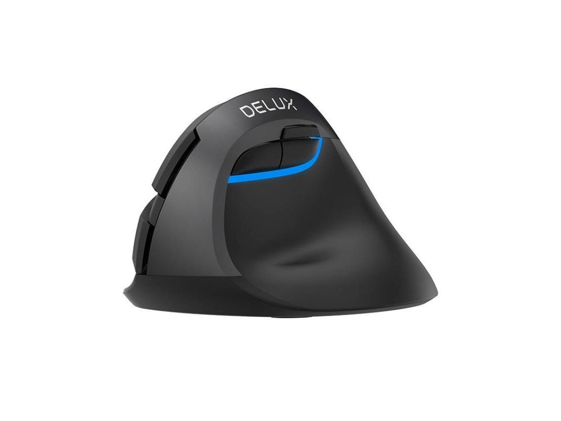 Mouse vertical sem fio Delux M618Mini DB BT+2.4G 2400DPI (preto)