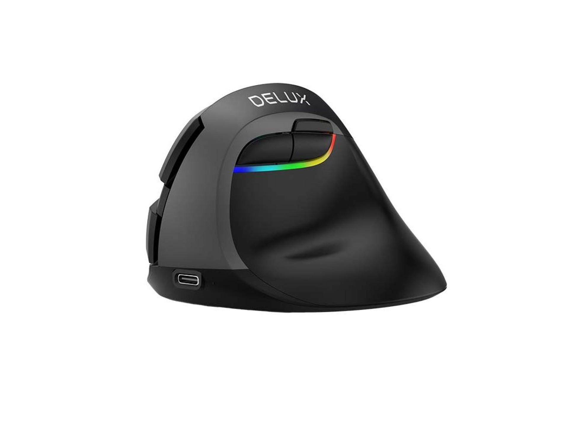Wireless Vertical Mouse Delux M618Mini BT+2.4G RGB 4000DPI (Iron Gray)