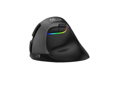 Wireless Vertical Mouse Delux M618Mini BT+2.4G RGB 4000DPI (Iron Gray)