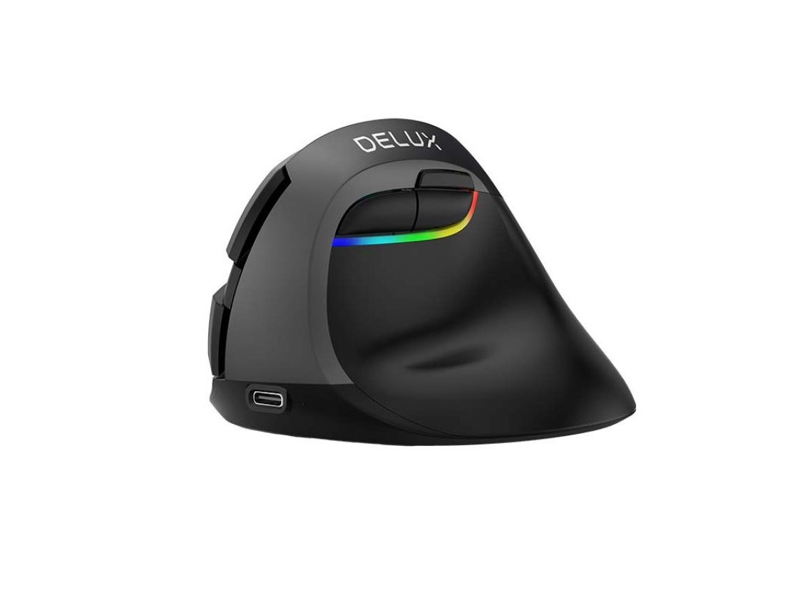 Wireless Vertical Mouse Delux M618Mini BT+2.4G RGB 4000DPI (Iron Gray)
