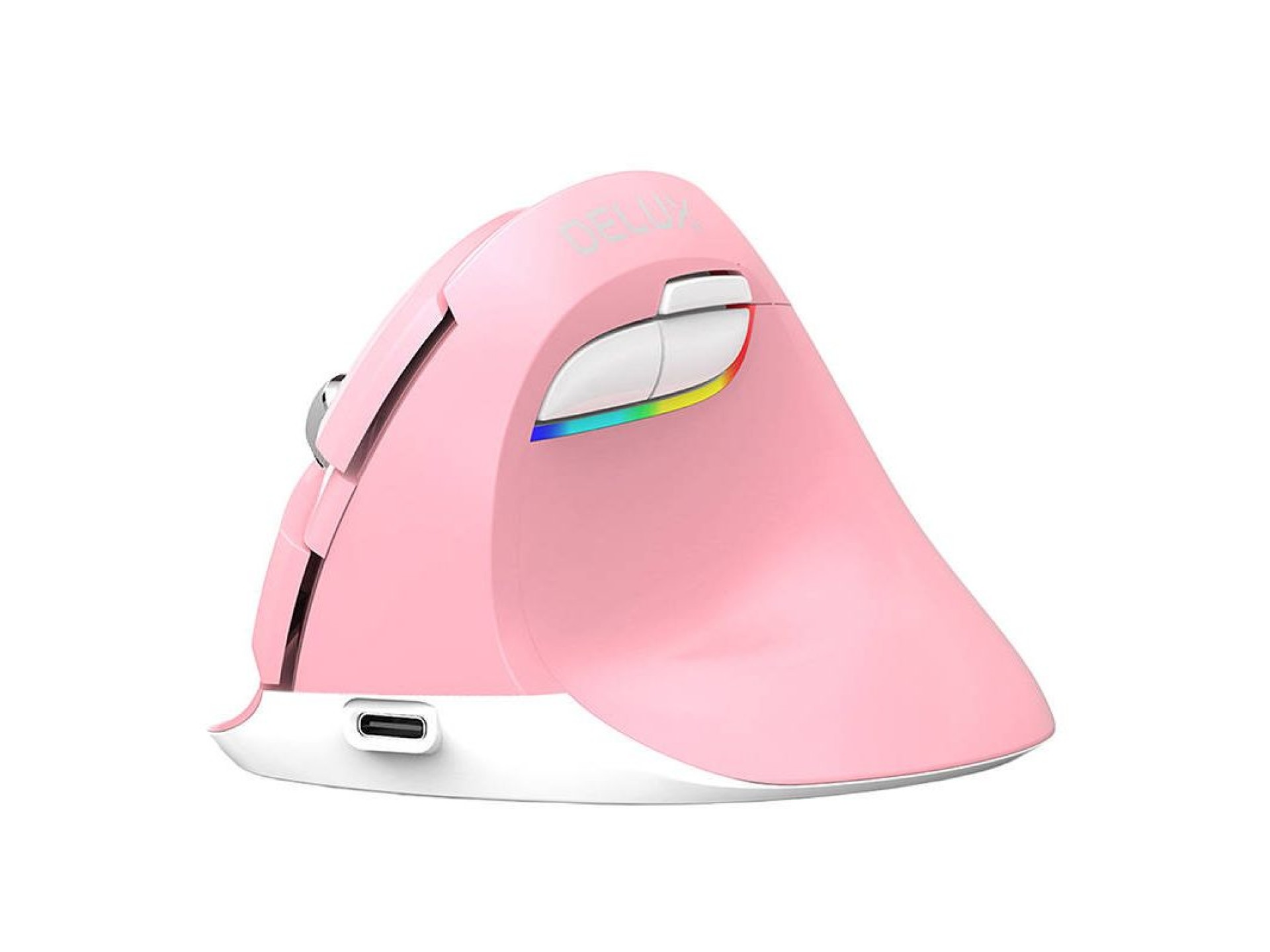 Ratón vertical inalámbrico Delux M618Mini DB BT+2.4G 2400DPI (rosa)