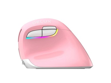 Wireless Vertical Mouse Delux M618Mini DB BT+2.4G 2400DPI (pink)