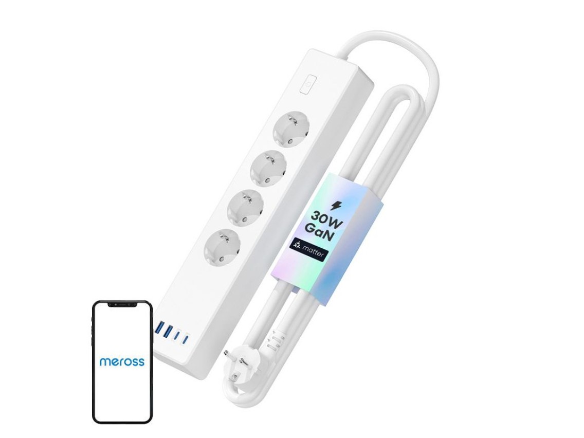 Meross MSP844(EU) smart fast charging power strip, 4 outlets + 2x USB-A + 2x USB-C (Matter)