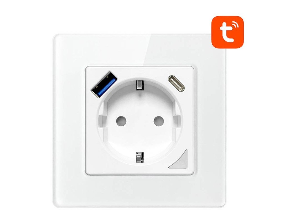 Smart WiFi Wall Socket Avatto N-WOT10-USB-W TUYA USB USB-C (white)