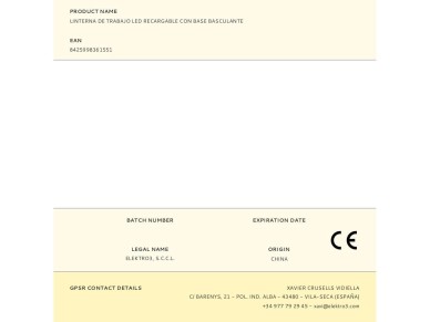 Linterna de trabajo led recargable con base basculante