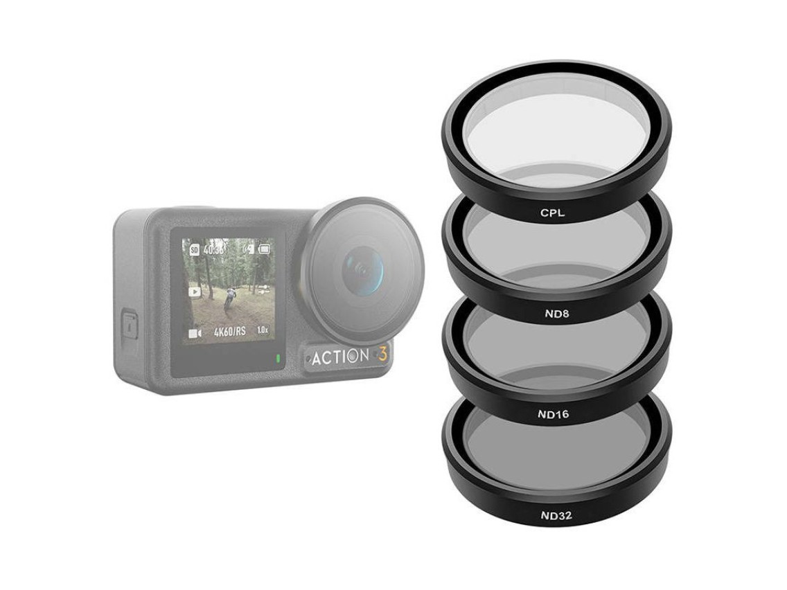 Conjunto de 4 filtros TELESIN CPL/ND8/ND16/ND32 para DJI Osmo Action 3 / 4 / 5