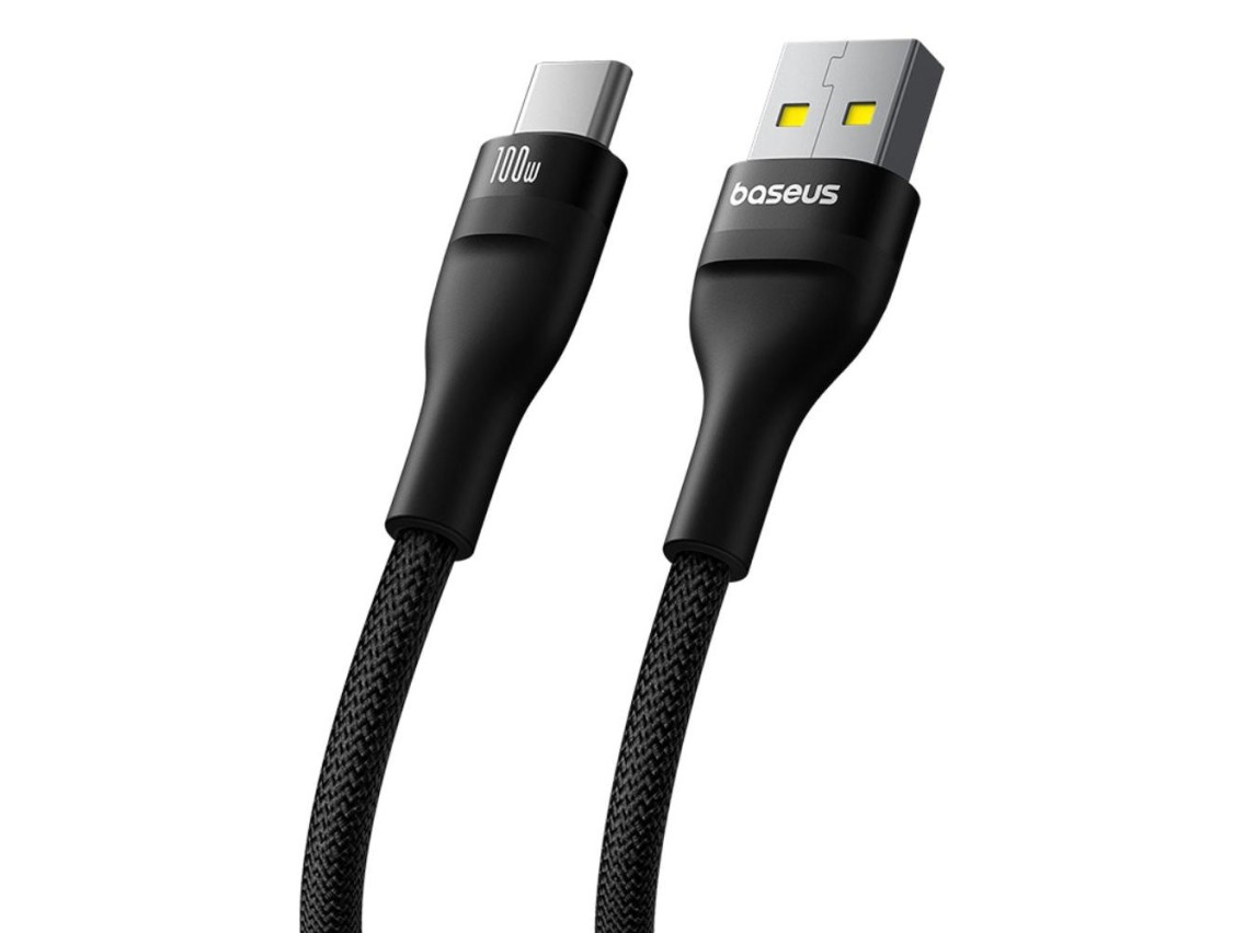 Cabo de carregamento Baseus Flash 2 USB para USB-C 100 W 1 m Cluster Preto