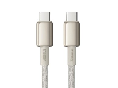 Cable de datos de carga rápida Baseus Tungsten Gold Tipo-C a Tipo-C, 100 W, 2 m, titanio, Galax
