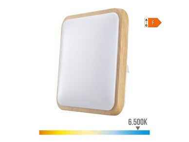 Candeeiro de superf�cie quadrado led efeito madeira 18 w 6500 k 1820 lm 33 x 33 x 7 cm