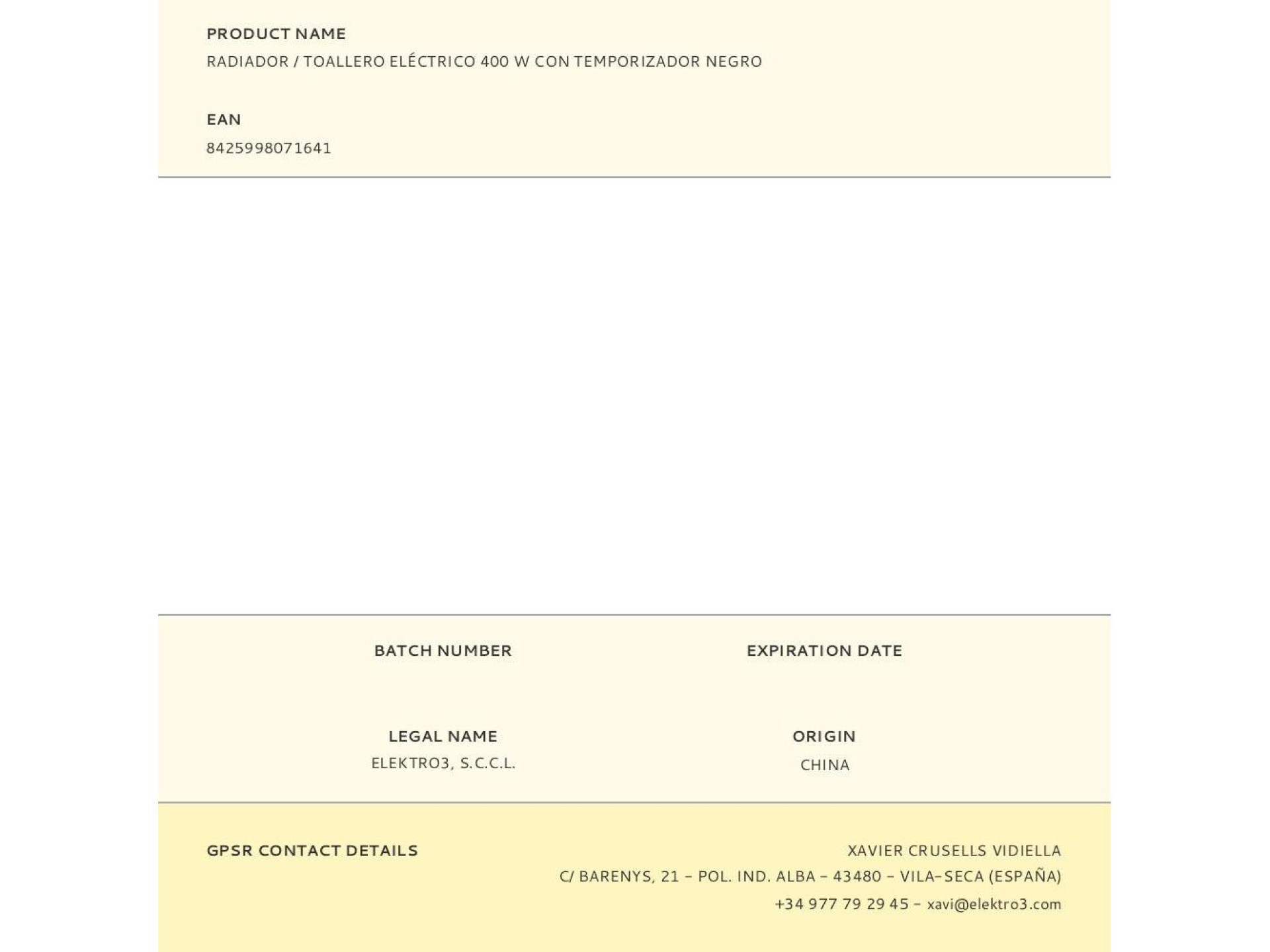 Radiador / toallero eléctrico 400 w con temporizador negro