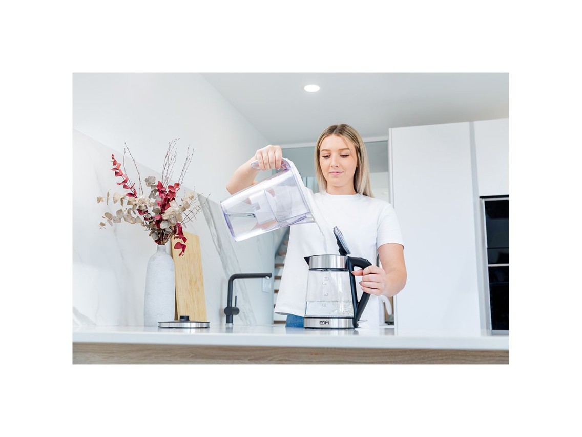 Glass water kettle 1.7 liters 1850 - 2200w edm