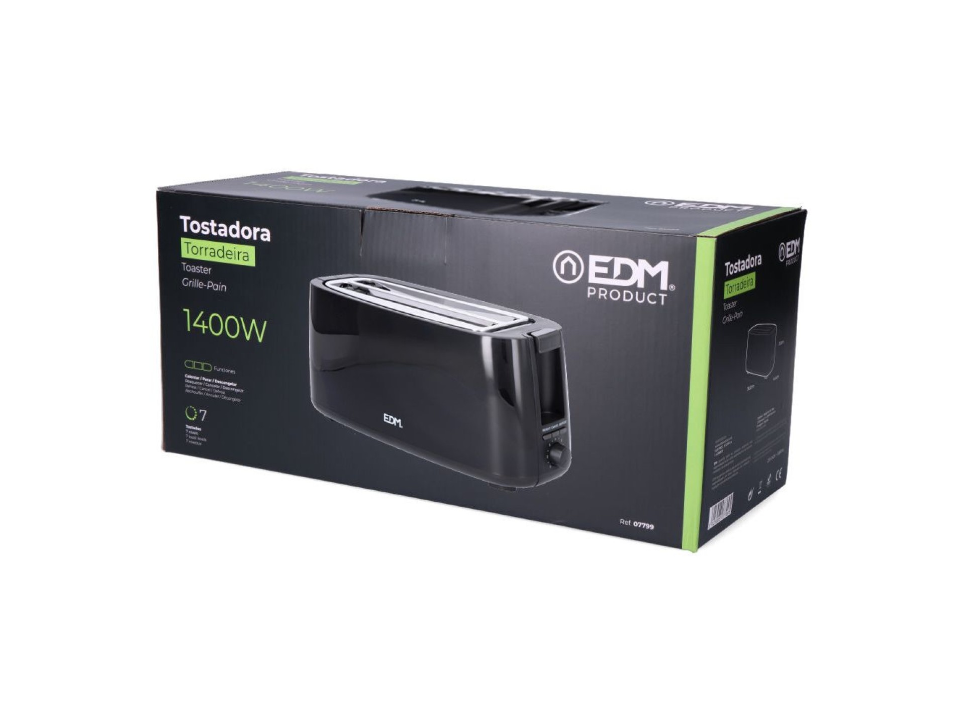 Torradeira duas fendas longas black design 1400w edm