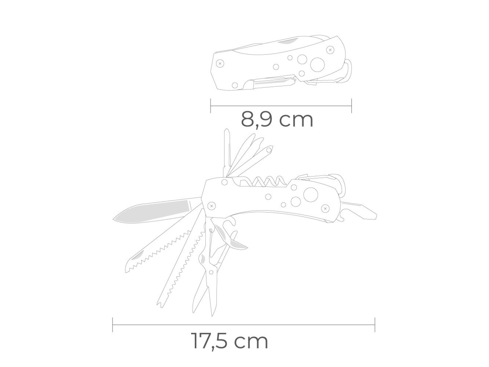 Multi-tool with carabiner black model, serie kilimanjaro