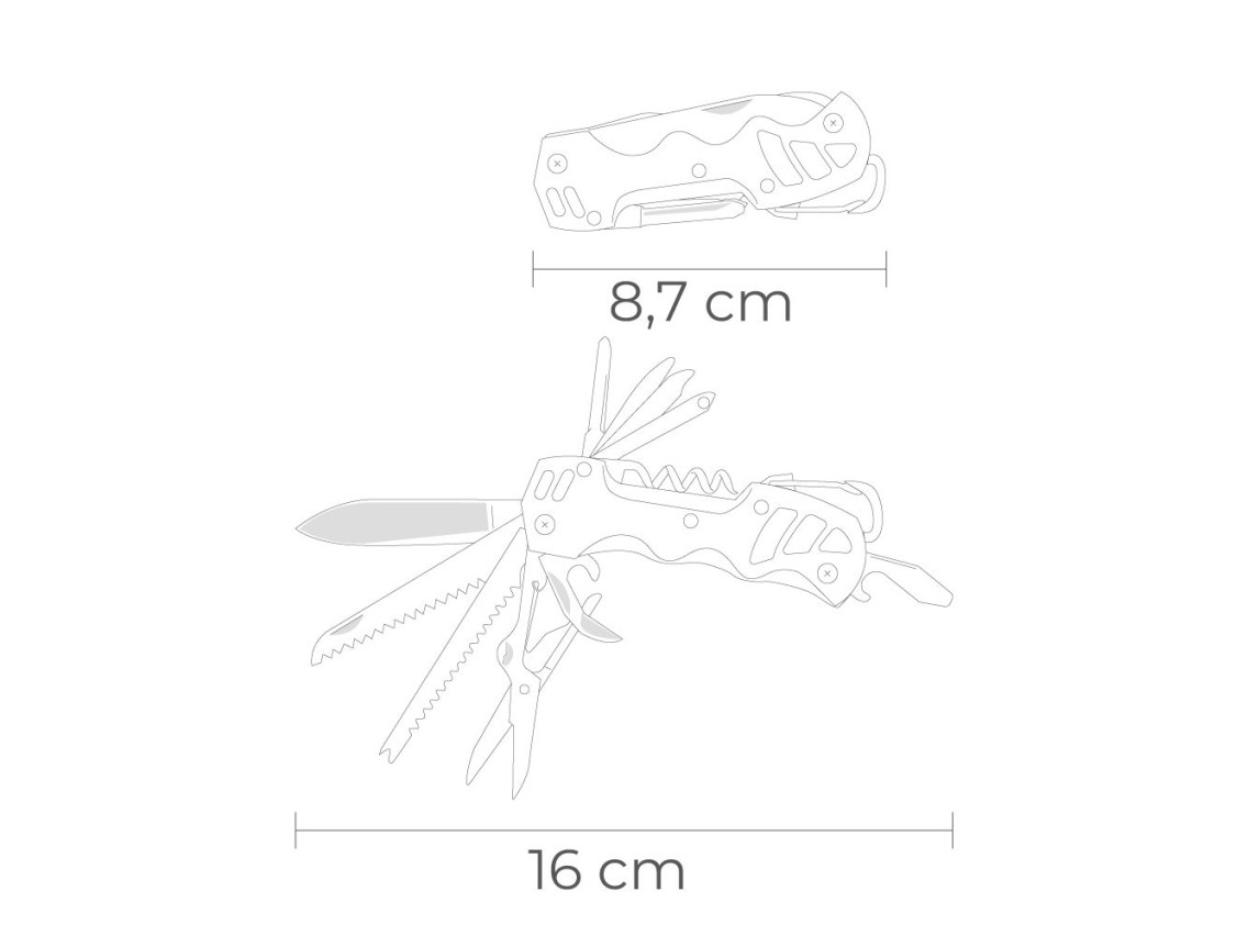 Multi-tool with carabiner silver model , serie k2