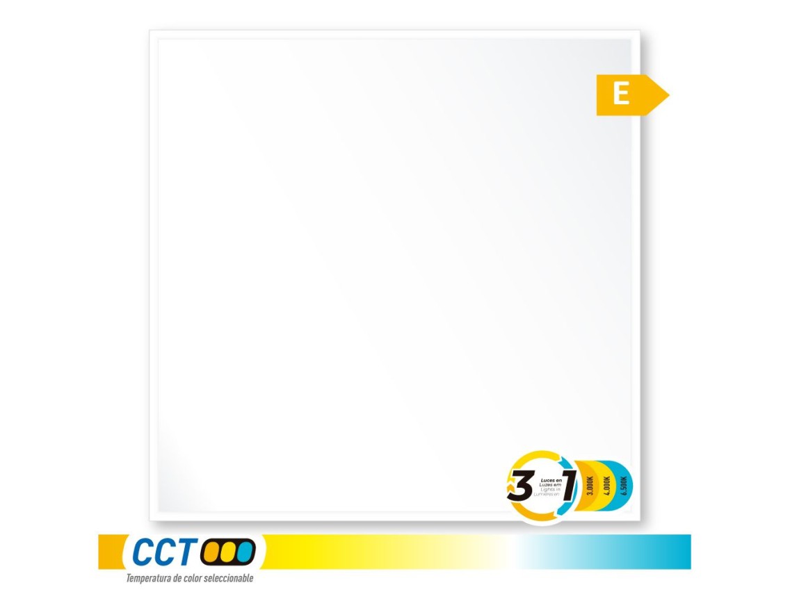 Panel led, 40 w, 3cct (3000-4000-6500 k), 4800 lm, 595 x 595 x 28 mm